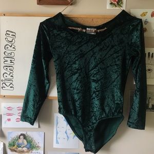 Dark Green Velvet Bodysuit